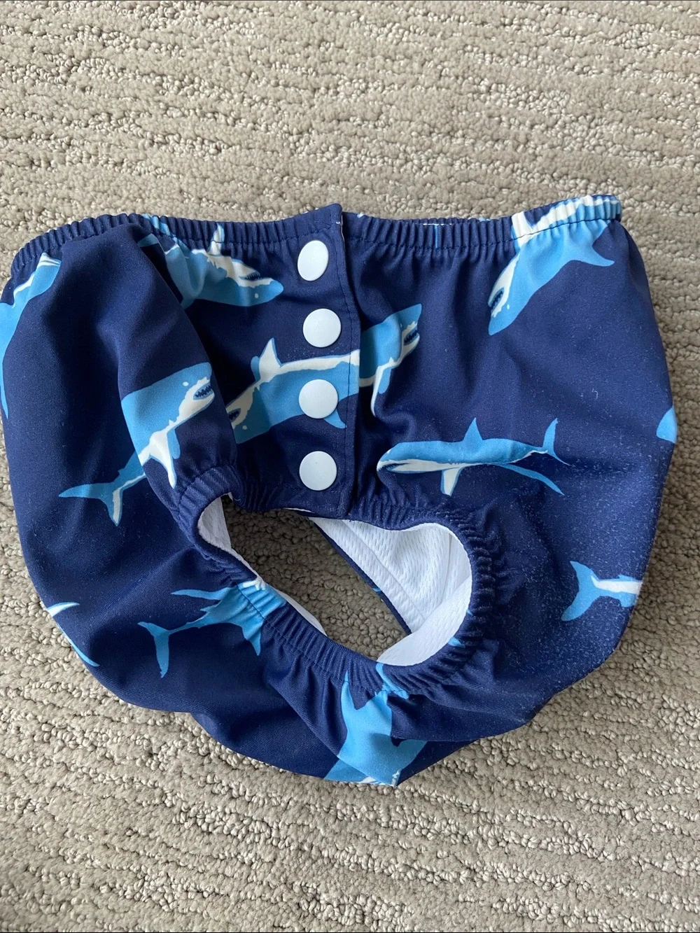 Kids Navy Shark Print Diaper Cover - Hannah Andersson